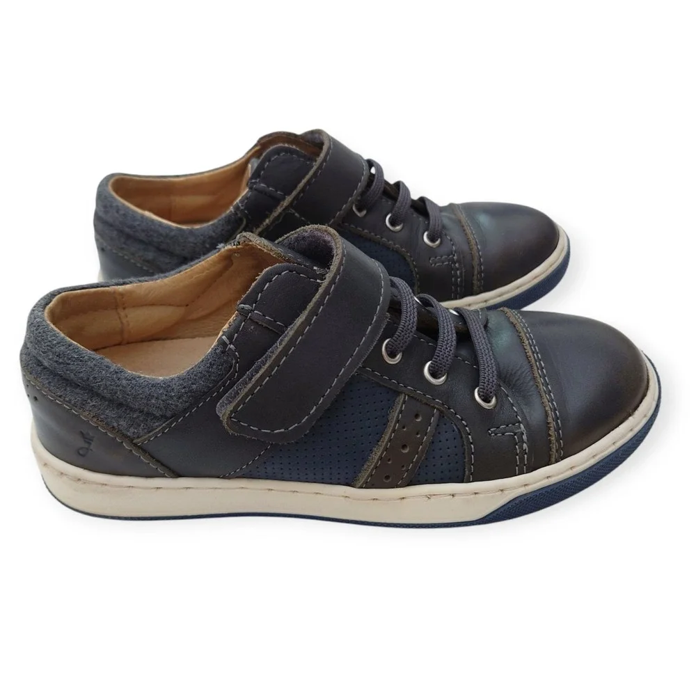Jacadi Paris Boys Brown Leather Hook-and-Loop Sneakers Shoes Size EU 31 US 13